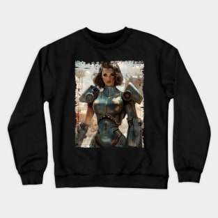 Woman in Power Armor Post Apocalyptic Poster Crewneck Sweatshirt